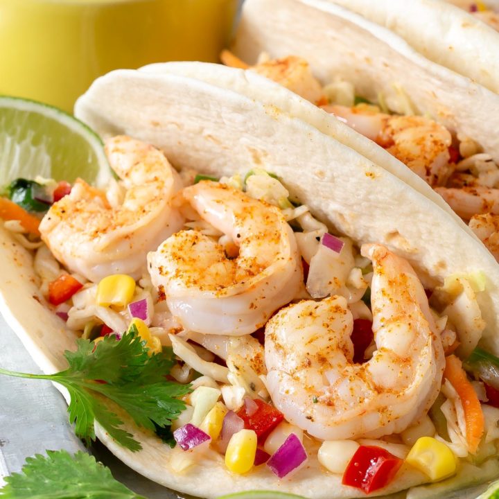 Shrimp Tacos with Spicy Coleslaw