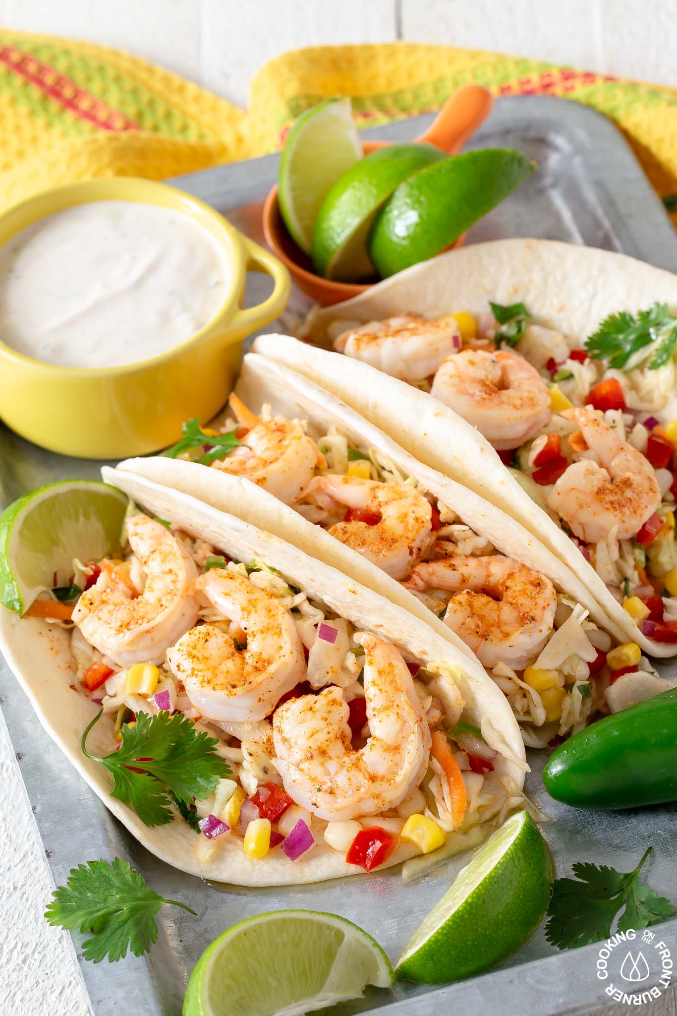 Shrimp Tacos with Spicy Coleslaw | Cooking on the Front Burner