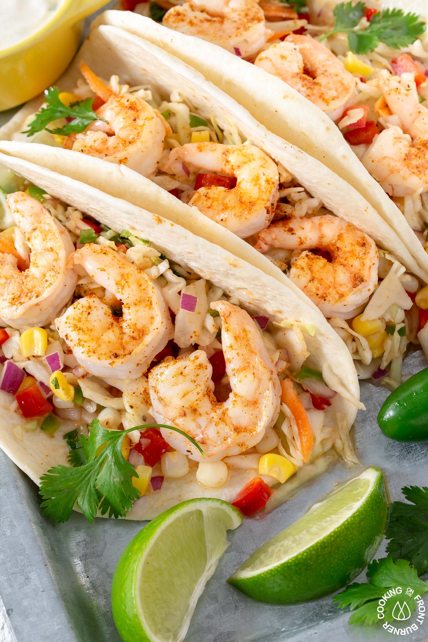 Shrimp Tacos with Spicy Coleslaw | Cooking on the Front Burner