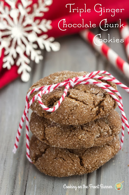 Triple Ginger Chocolate Chunk Cookies | Cooking on the Front Burner #fbcookieswap #Gingercookies