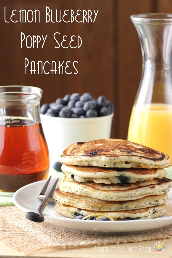 Lemon Blueberry Poppy Seed Pancakes - light and fluffy pancakes perfect for breakfast for brunch | Cooking on the Front Burner #pancakes #lemonblueberrypancakes