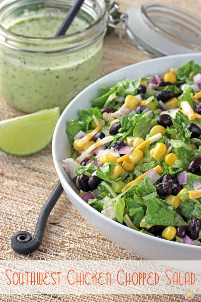 Southwest Chicken Chopped Salad Southwest Chicken Chopped Salad - full of fresh flavor with a creamy jalapeno dressing | Cooking on the Front Burner #southwestsalad #jalapenosaladdressing