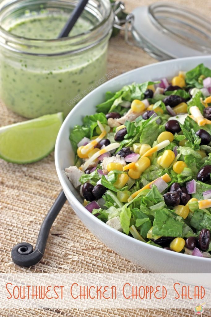 Southwest Chicken Chopped Salad - full of fresh flavor with a creamy jalapeno dressing | Cooking on the Front Burner #southwestsalad #jalapenosaladdressing