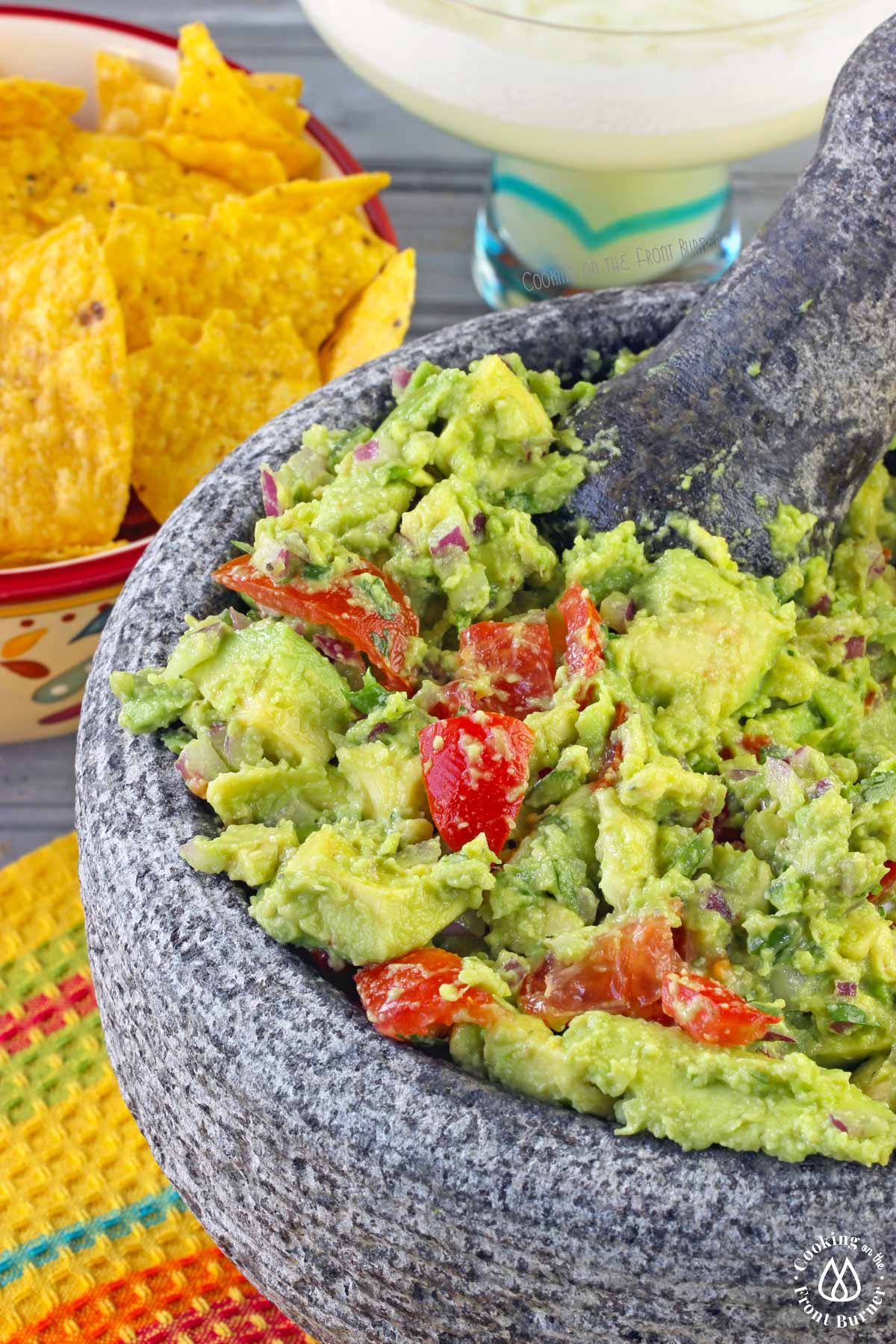 a bowl with homemade guacamole