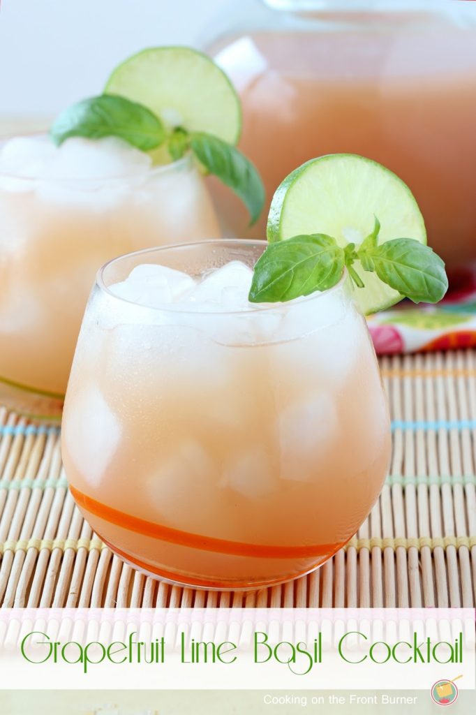 Grapefruit Lime Basil Cocktail - a refreshing summer drink infused with basil flavor | Cooking on the Front Burner #cocktails #summerdrinks