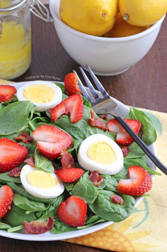 Lemon Parmesan Salad Dressing | Cooking on the Front Burner #spinachsalad #strawberries