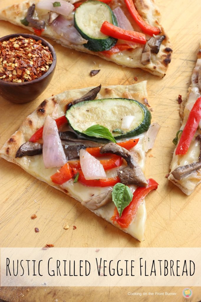 Rustic Grilled Veggie Flatbread - use your grill to make this easy pizza that is perfect for summer | Cooking on the Front Burner #pizza