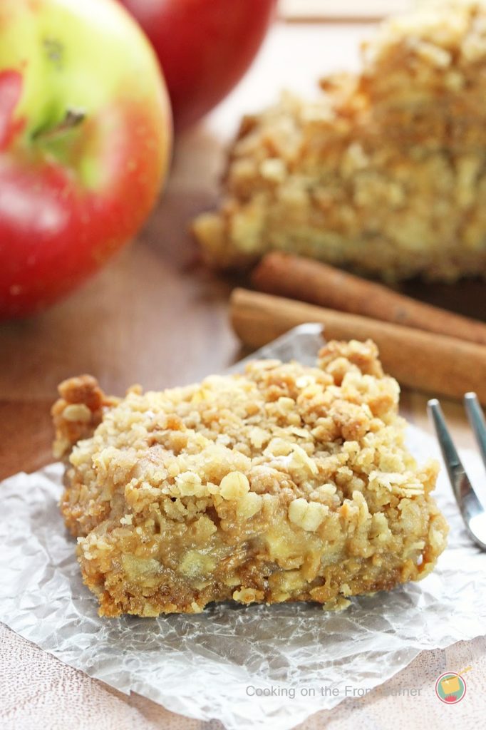 Caramel Apple Oatmeal Crumb Bars Cooking on the Front Burner