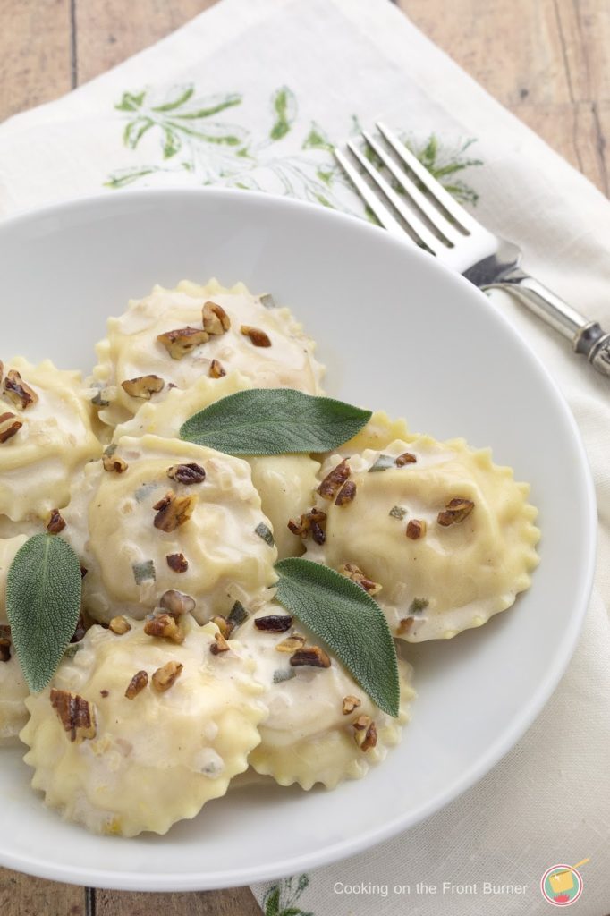 Butternut Squash Ravioli with a creamy sage sauce | Cooking on the Front Burner