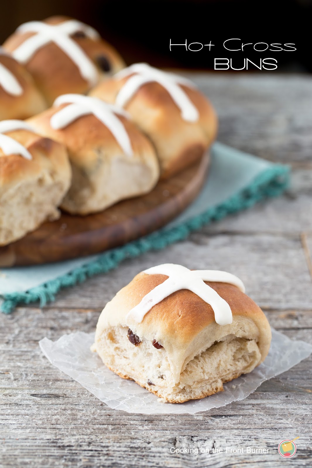 hot cross bun on a board