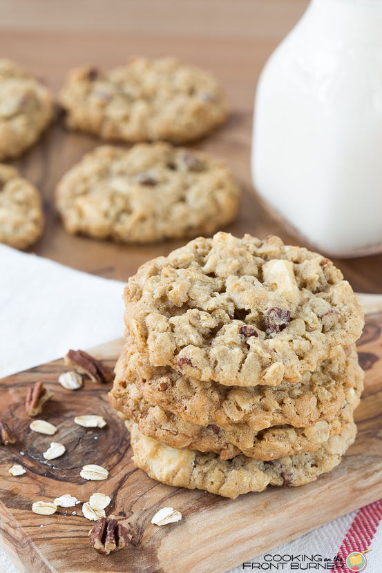White Chocolate Oatmeal Pecan Cookies | Cooking on the Front Burner