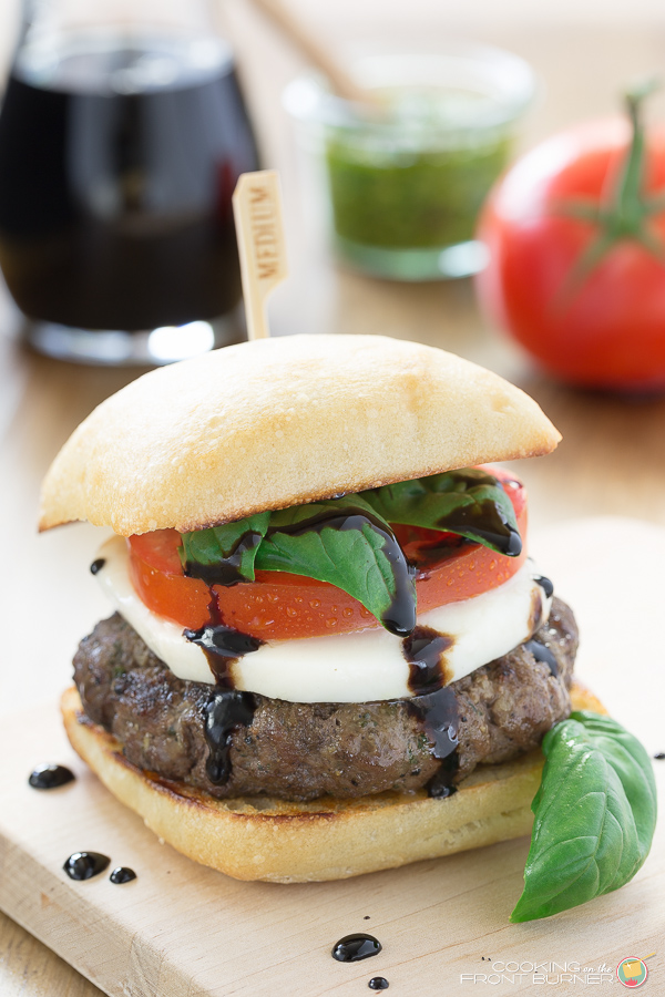 Caprese Burger with Balsamic Glaze | Cooking on the Front Burner