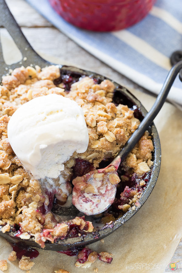 Fresh Cherry Crisp a la mode | Cooking on the Front Burner