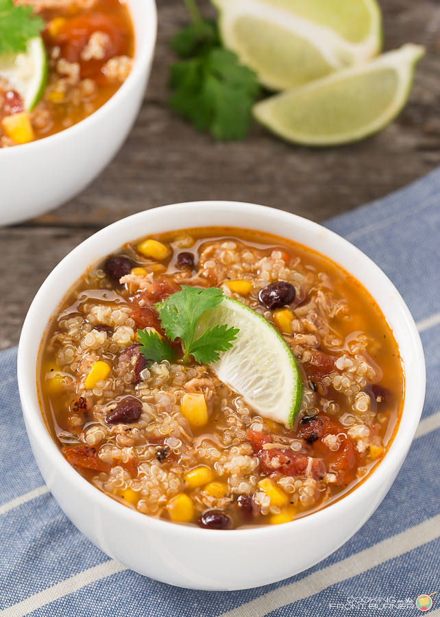 Southwest Chicken Quinoa Soup | Cooking on the Front Burner