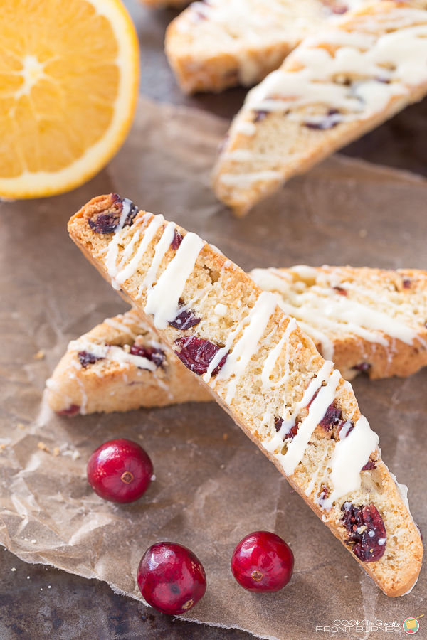 orange cranberry biscotti on parchment paper