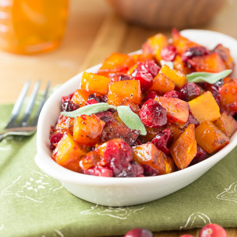 Roasted Butternut Squash with Cranberries