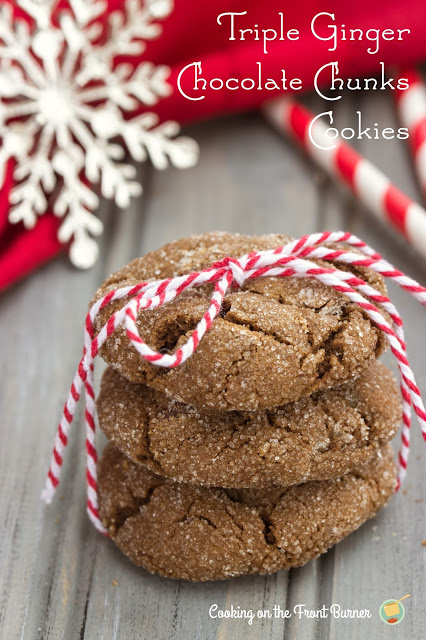 These triple ginger cookies are full flavor and chocolate chunks!