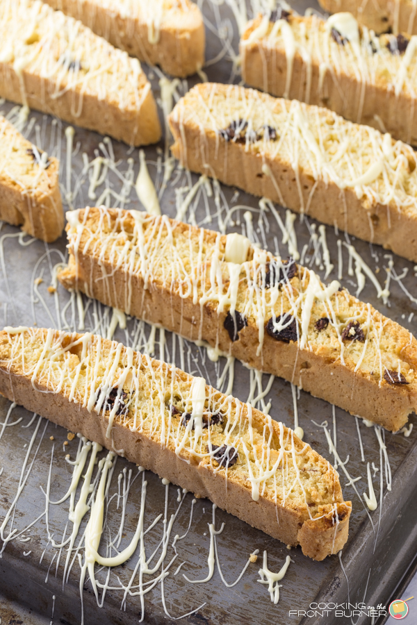 White Chocolate Cherry Almond Biscotti | Cooking on the Front Burner