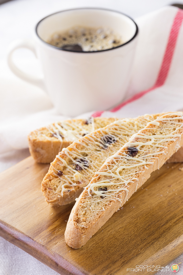 Cherry Almond White Chocolate Biscotti | Cooking on the Front Burner