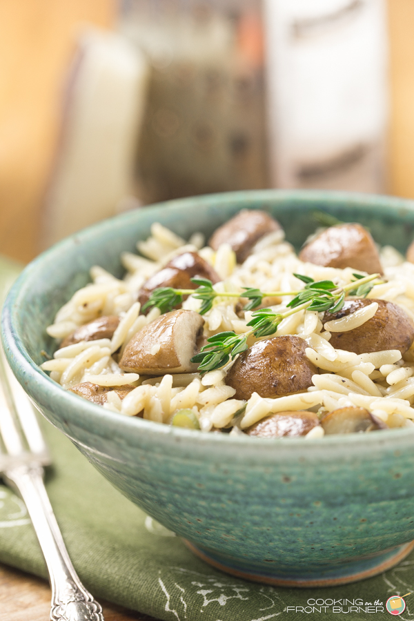Quick Mushroom Orzo Pasta | Cooking on the Front Burner
