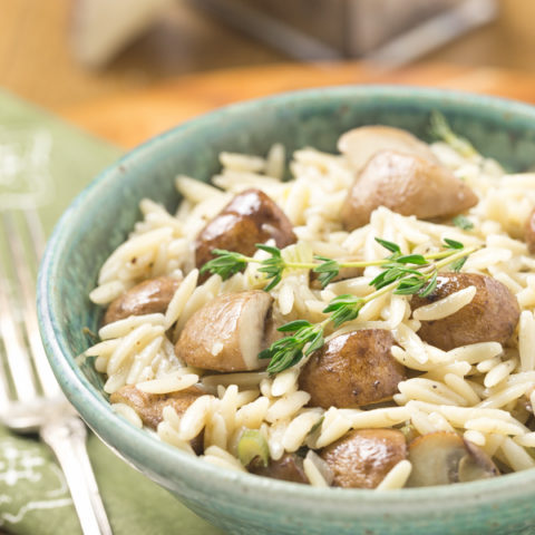 Quick Mushroom Orzo Pasta