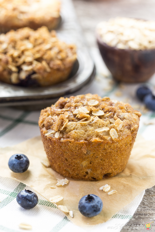 Blueberry Oatmeal Muffins | Cooking on the Front Burner
