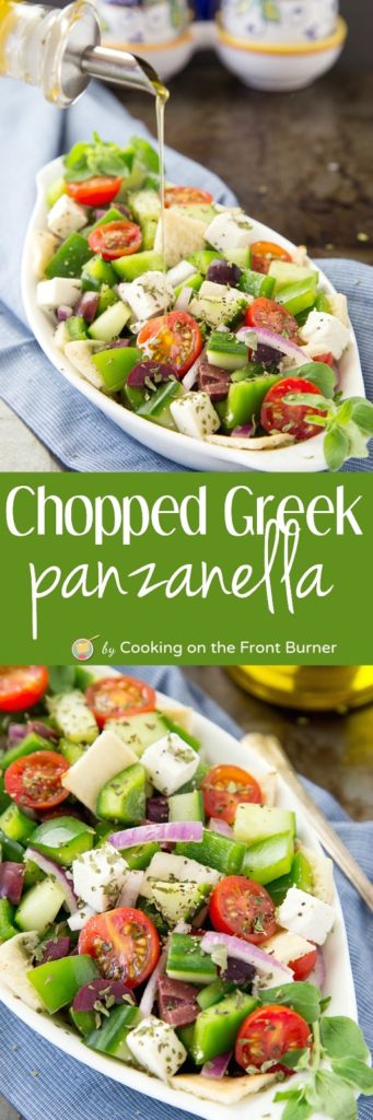 You will love this super fresh and tasty Chopped Greek Panzanella Salad recipe! Make a double batch!