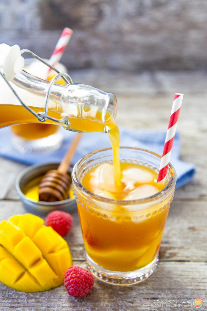 Raspberry Mango Iced Tea with honey