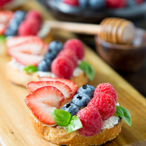 Triple Berry Bruschetta with Honey