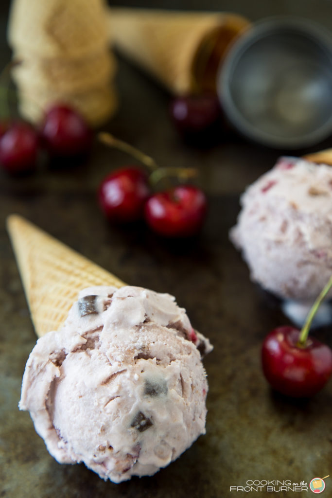 Keep cool and make your own Fresh Cherry Chocolate Ice Cream! Fresh Cherry Chocolate Ice Cream | Cooking on the Front Burner
