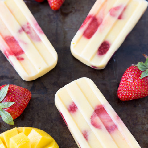 MANGO STRAWBERRY YOGURT POPSICLES