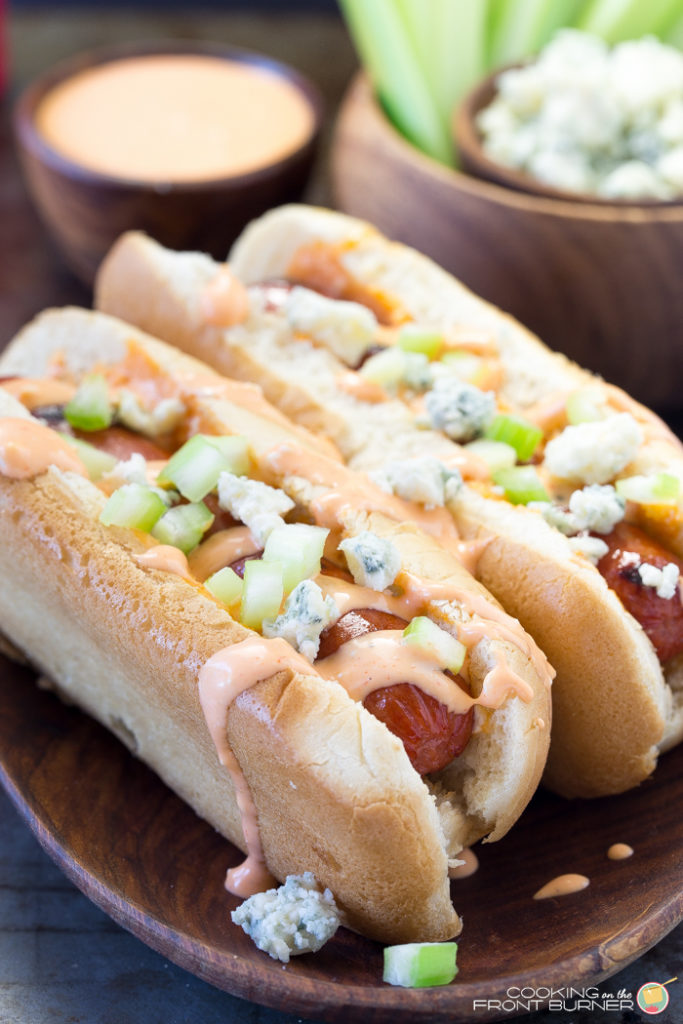 These Buffalo Style Hot Dogs bring the american classic to a whole new level! Buffalo Style Hot Dogs