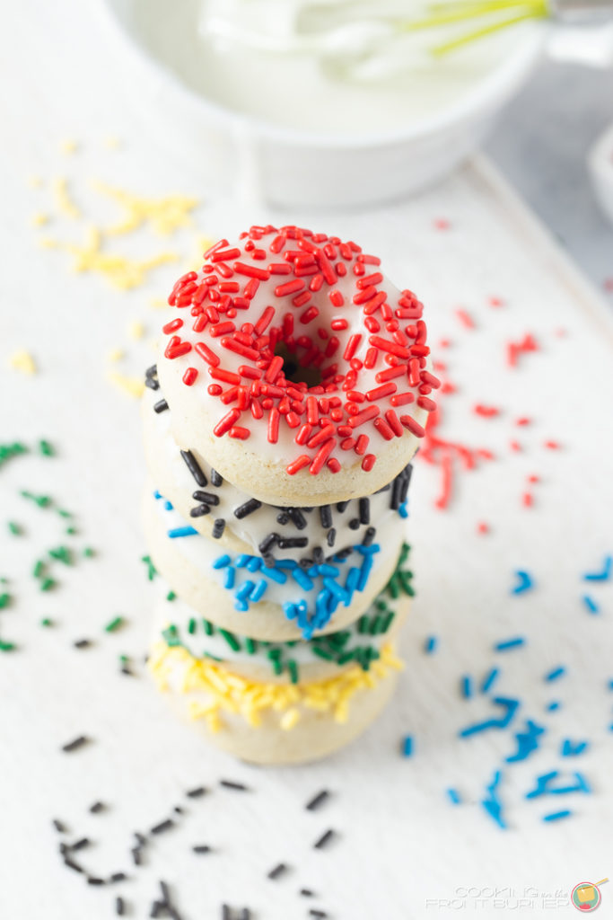 Mini Glazed Baked Donuts for the Olympics.