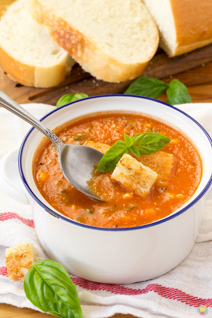 Easy Tomato Soup with Basil and Feta