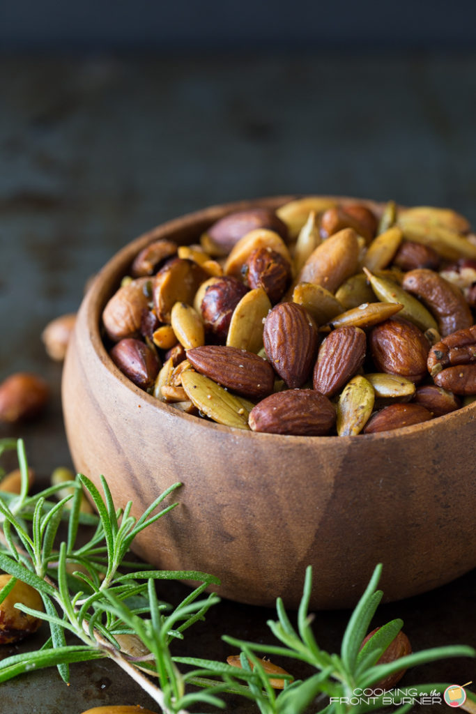 Mixed nuts are a delicious snack and a great source of protein! This homemade rosemary spiced mixed nuts recipe makes an easy homemade food gift for the holidays.