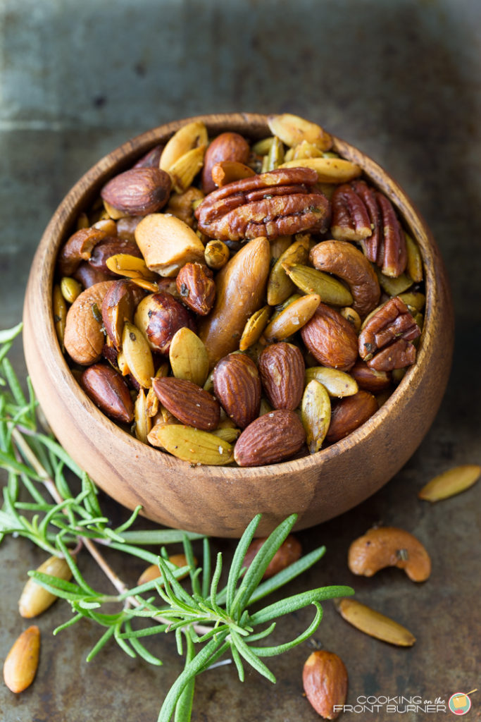 Mixed nuts are a delicious snack and a great source of protein! This homemade rosemary spiced mixed nuts recipe makes an easy homemade food gift for the holidays.