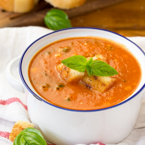 Fresh Tomato Basil Soup with Feta