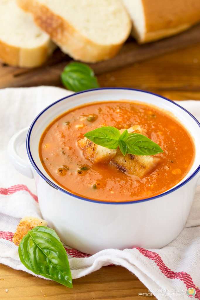fresh tomato basil soup image Fresh Tomato Basil Soup with Feta