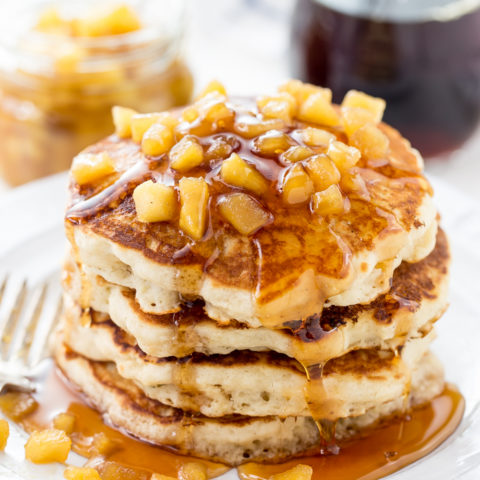 Apple Pancakes with Apple Maple Sauce