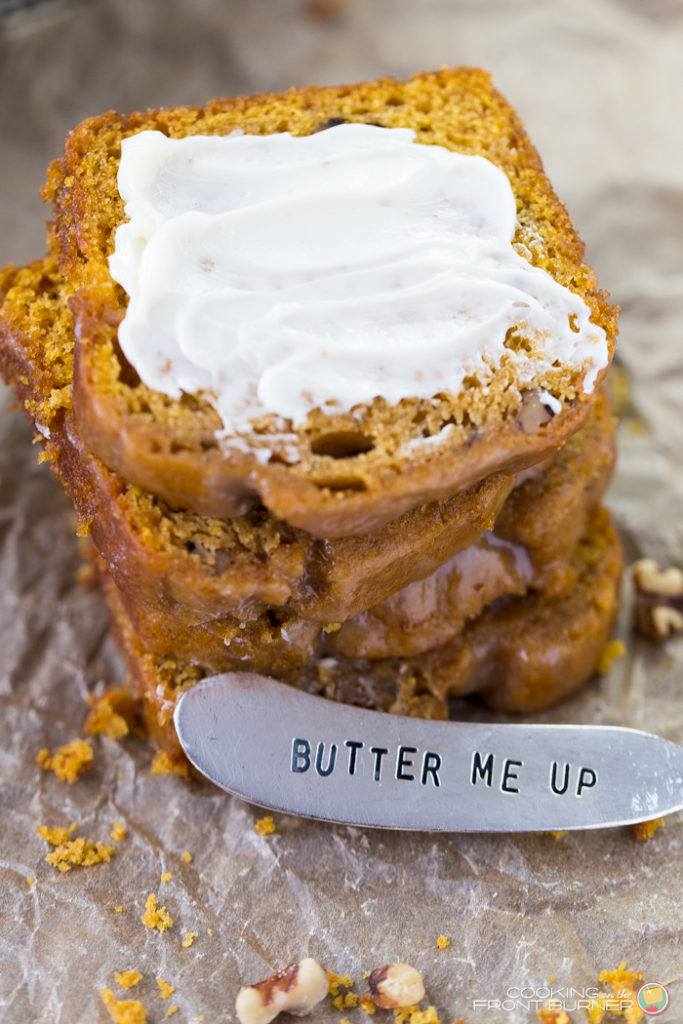 easy pumpkin banana nut quick bread - closeup easy pumpkin banana nut quick bread