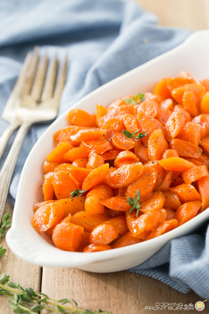 These Bourbon Honey Glazed carrots are so easy to make and add that pop of color as a great side dish!