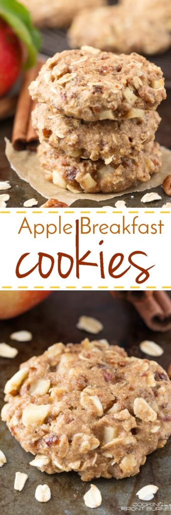 These Apple Pecan Oatmeal breakfast cookies are perfect for grab and go!