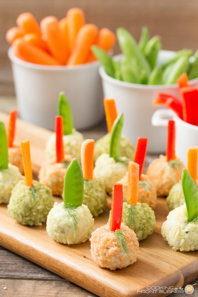Veggie Dip Poppers These Veggie Dip Poppers are made out of creamy dill cream cheese with, rolled in crushed veggie chips that you can pop into your mouth. Let's party!