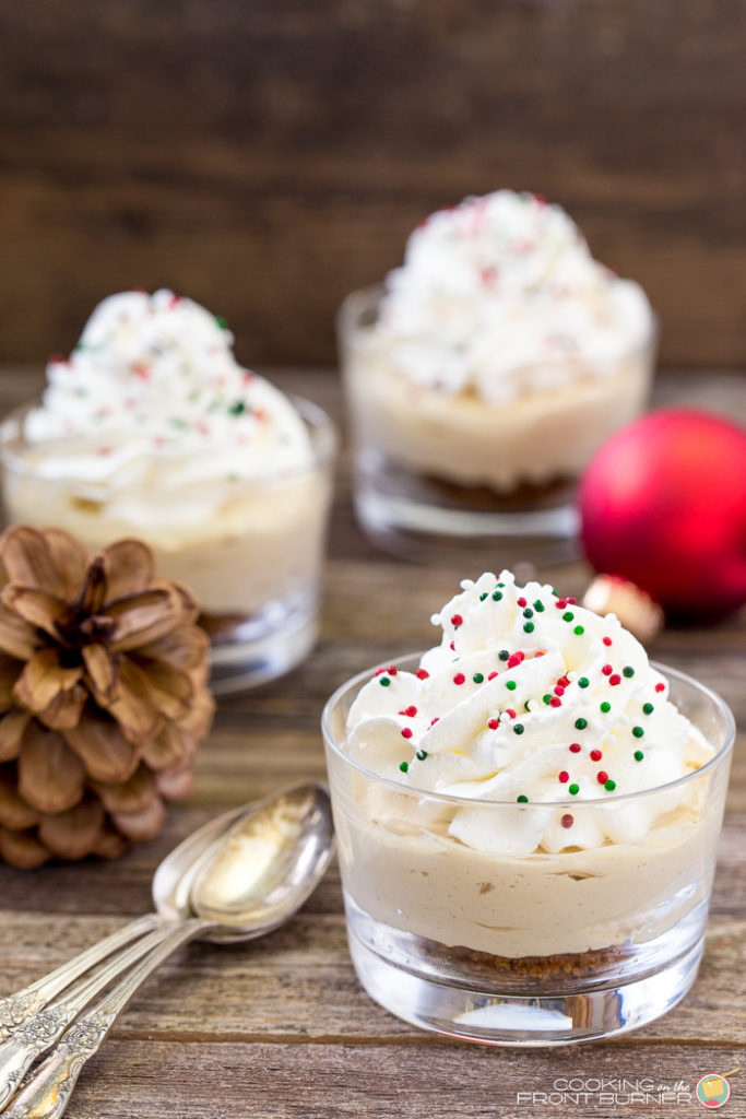 mini no-bake gingerbread cheesecake with sprinkles