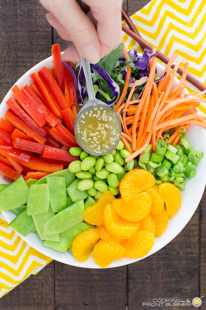 Crunchy Asian Salad with homemade sesame ginger vinaigrette