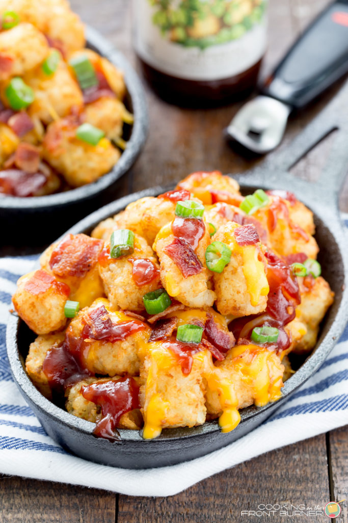 It's always appetizer time and these Cheesy BBQ and Bacon Totchos are perfect for any gathering.