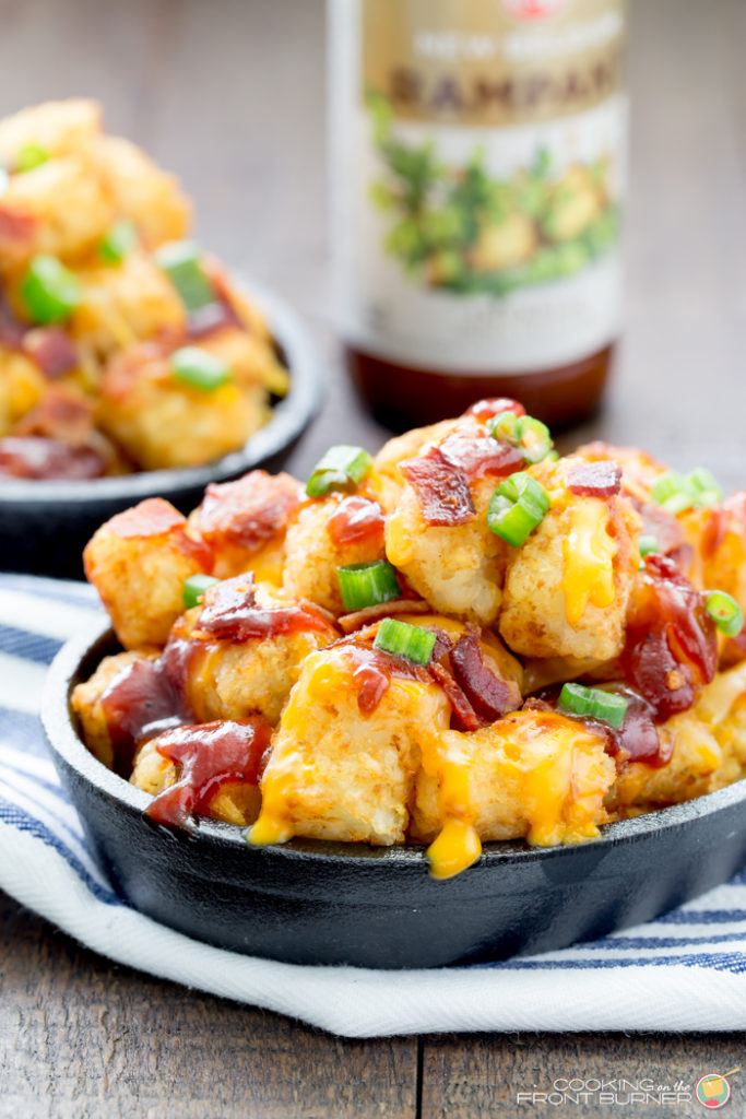 It's always appetizer time and these Cheesy BBQ and Bacon Totchos are perfect for any gathering.