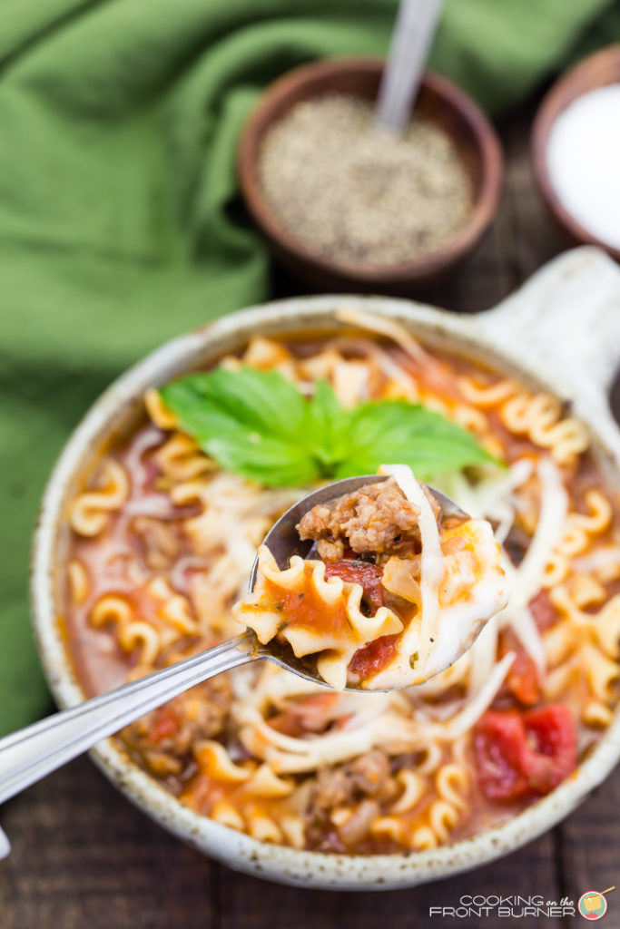 Easy One Pot Lasagna Soup | Cooking on the Front Burner