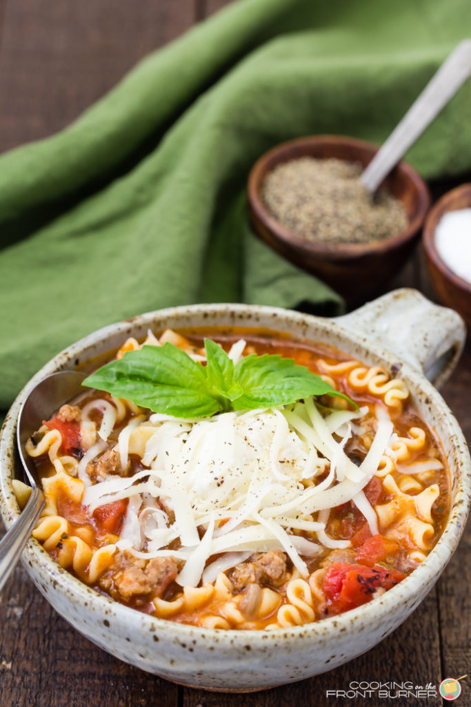 One pot lasagna soup is the perfect quick and easy dinner recipe. If you love lasagna, you will love this soup.