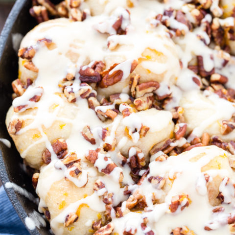 Orange Pecan Pull Apart Skillet Rolls